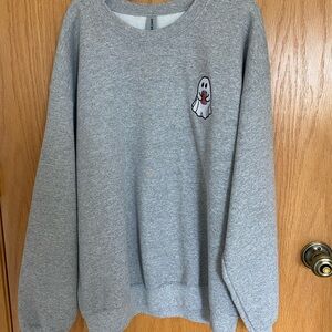 Gray Ghost Embroidered Crewneck Sweatshirt
